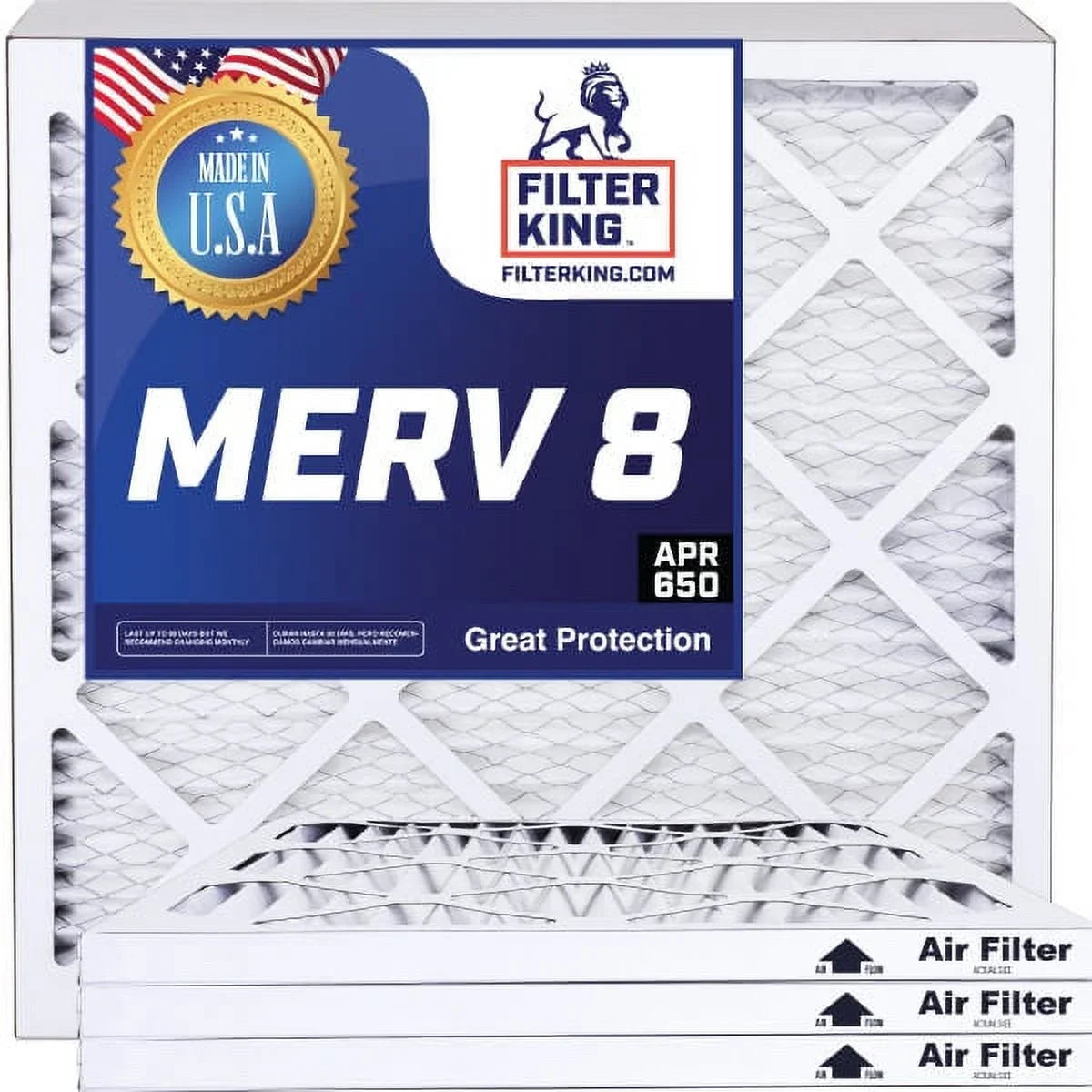 Filter King 26x58x1a Air Filter | 4-PACK | MERV 8 HVAC Pleated A/C Furnace Filters | MADE IN USizeA | Actual Sizeize: 26 x 58 x .75"