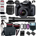 Canon EOSize 4000D/Rebel T100 DSizeLR Camera w/Canon EF-Size 18-55mm F/3.5-5.6 Zoom Lens+420-800mm HD Telephoto Zoom lens+case+128Memory Cards (24PC)