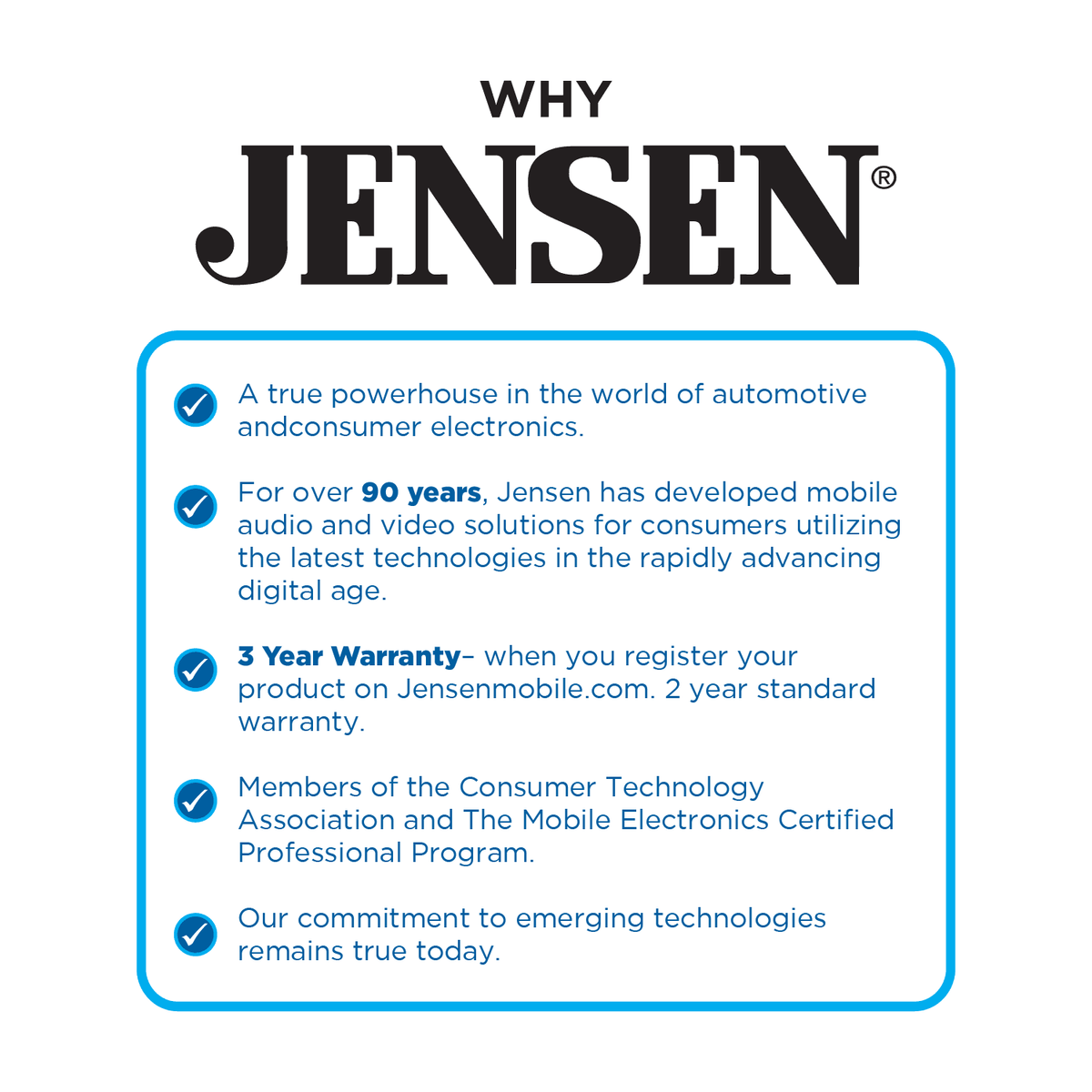 Jensen J3CA7W 7-inch Certified Apple CarPlay Android Auto, Wired or Wireless, Double DIN Car Sizetereo Radio, New