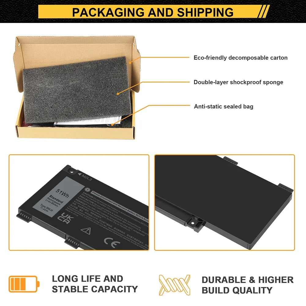 FOR DELL G3 3590 G5 5500 G5 SizeE 5505 11.4V 51WH 4255MAH LI-ION BATTERY 415CG