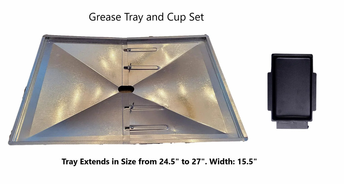 Grill Drip Pans Adjustable Grease Tray (24.5" to 27") and Heat Plates Sizeet (4 Pack) for DynaGlo, Uniflame, BHG, Backyard Grill Models