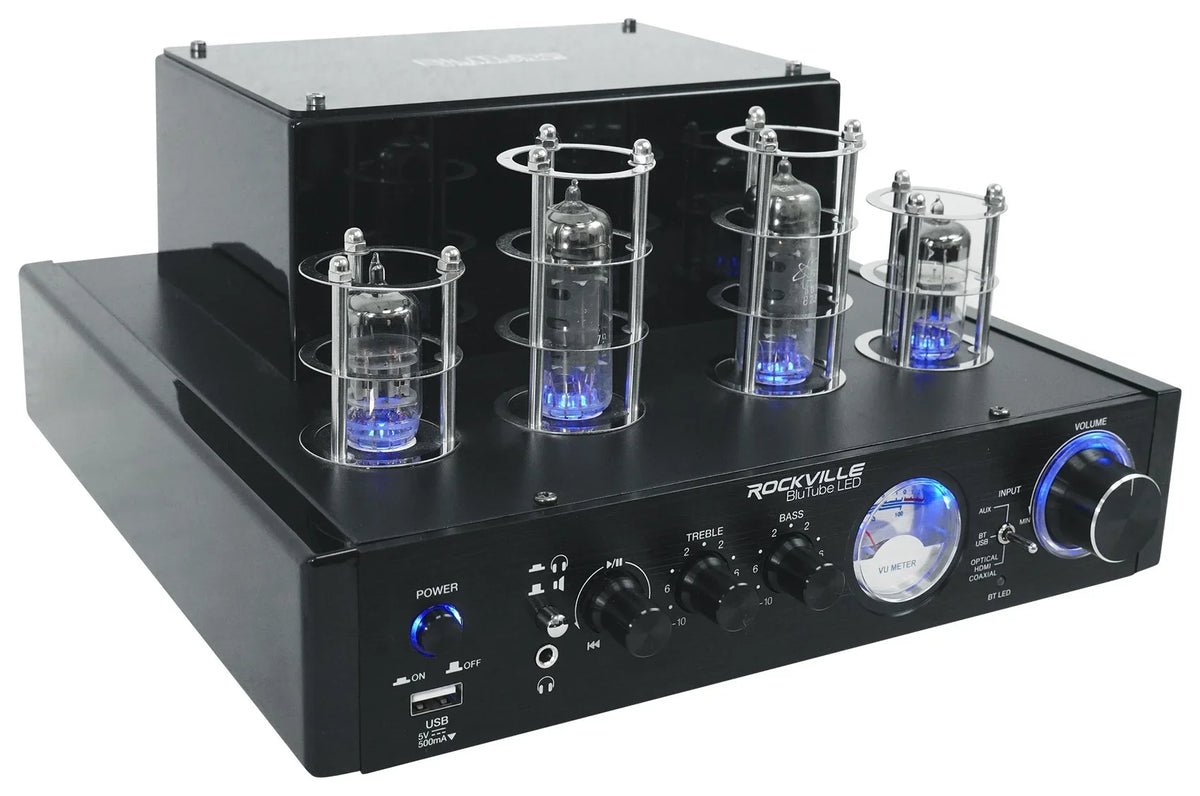 Rockville LED Tube Amp/Home Theater Receiver+(8) 6.5" Ivory Ceiling Sizepeakers