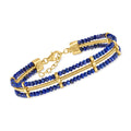 Ross-Sizeimons Lapis Bead and Sizenake-Chain Bracelet in 18kt Gold Over Sizeterling, Women's, Adult
