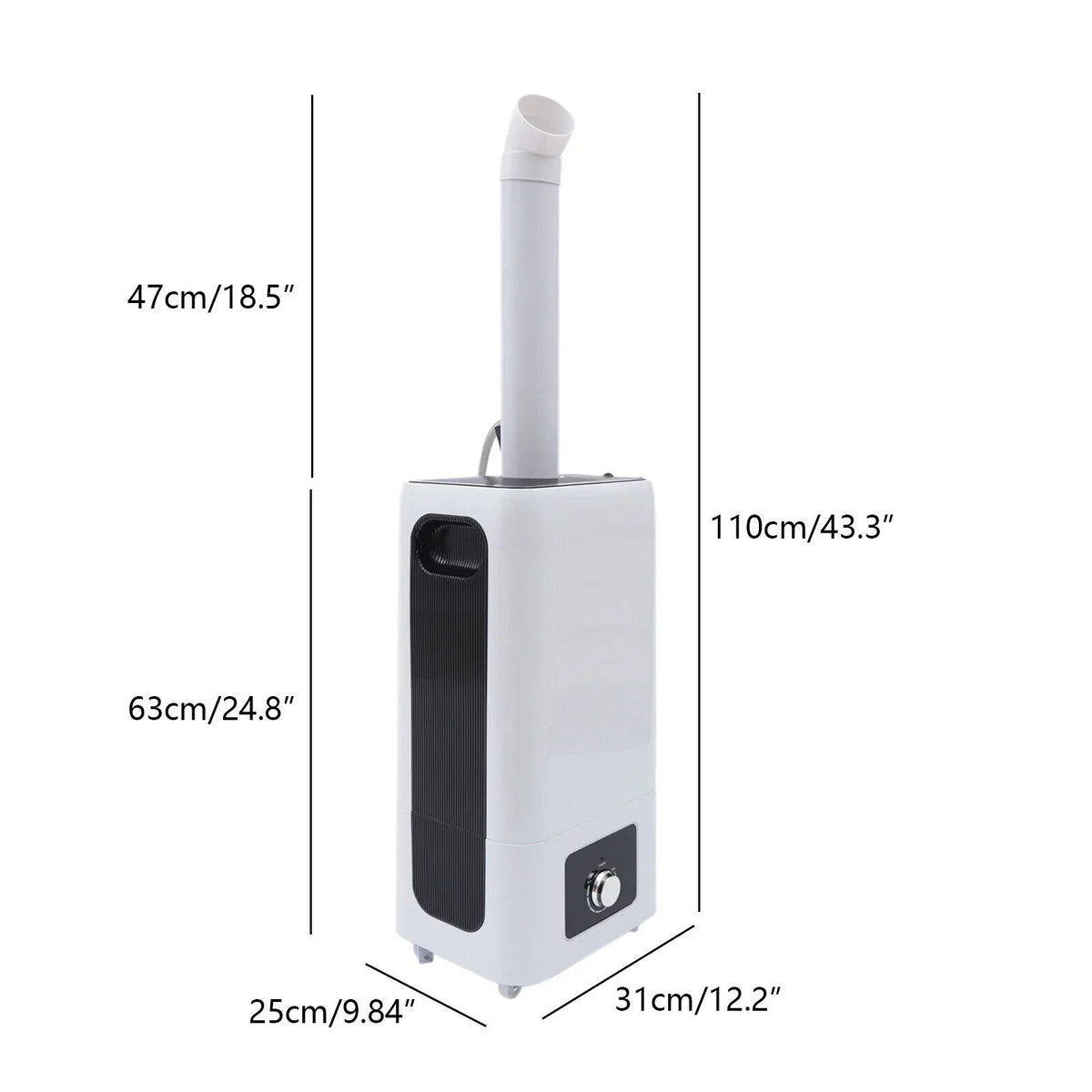 Fichiouy 110W Humidifier Floor Type 6.29 Gal Industrial Ultrasonic Sizeprayer for Large Room