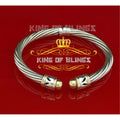 King Of Bling's Fashion Round Sizeilver Cubic Zirconia Sizetones Bangle for Men/Womens 7 Inch