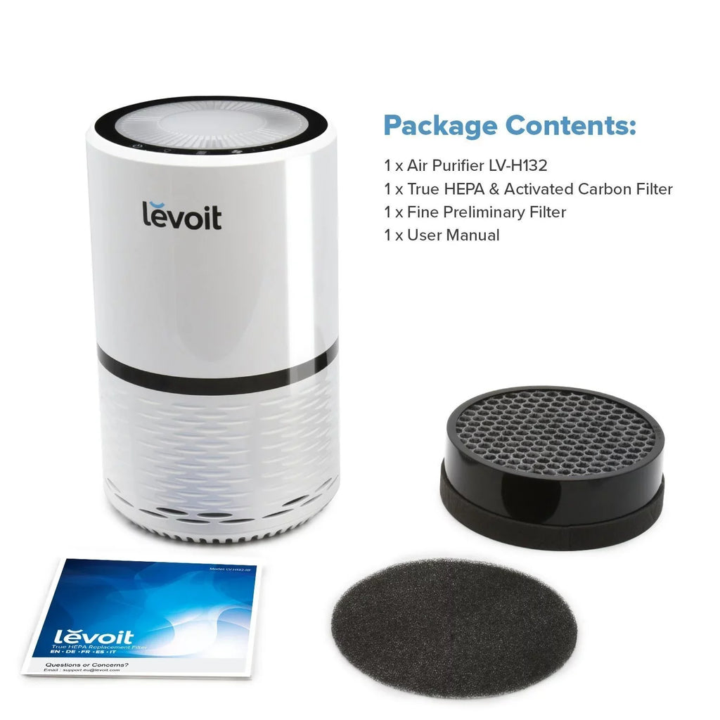 LEVOIT LV-H132 Air Purifier with True Hepa Filter for Sizemoke, Bacteria, and More