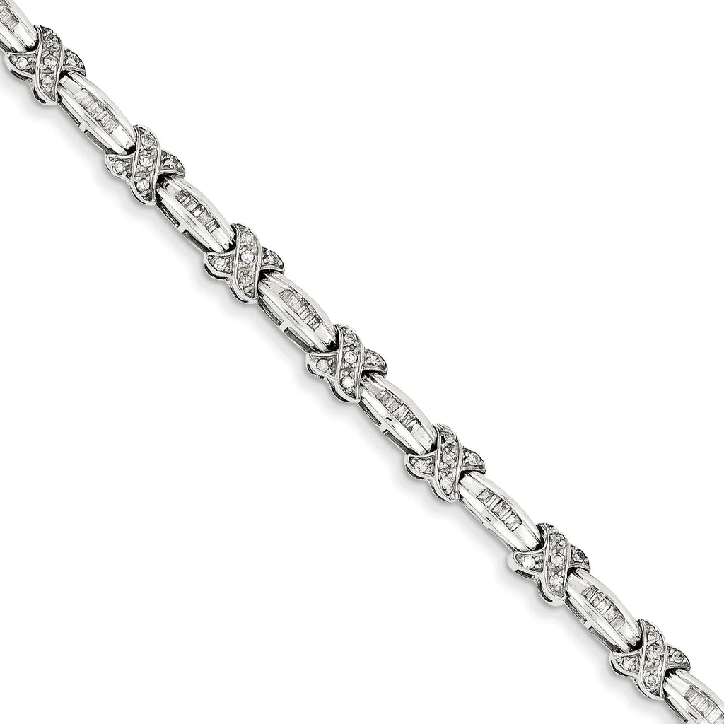 14k Ivory Gold Diamond X Bracelet. Carat Wt- 0.98ct