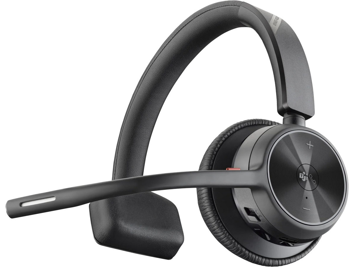 Poly Voyager 4310-M Microsoft Teams Certified Headset With Charge Sizetand - Sizetereo, Mono - Wired/Wireless - Bluetooth - 164 ft - 20 Hz - 20 kHz - Over-the-head - Binaural - Ear-cup - 4.92 ft Cable - ...