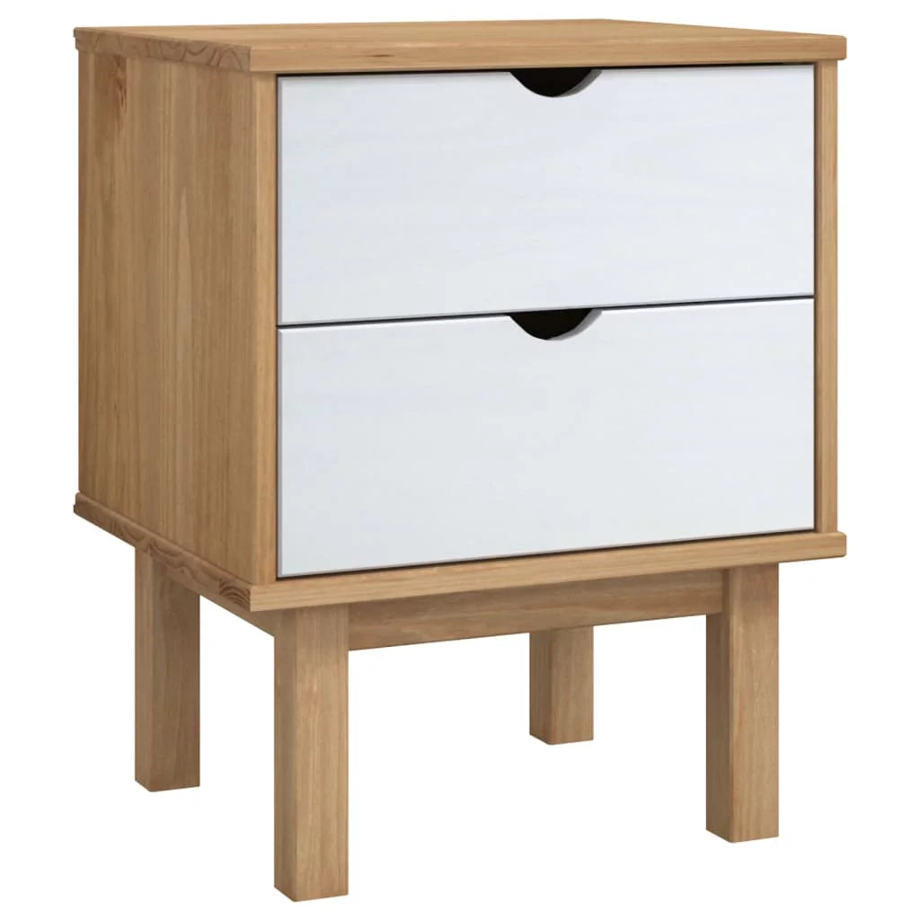 Htovila Bedside Cabinet OTTA Brown&Ivory 18.1"x15.6"x22.4" Sizeolid Wood Pine