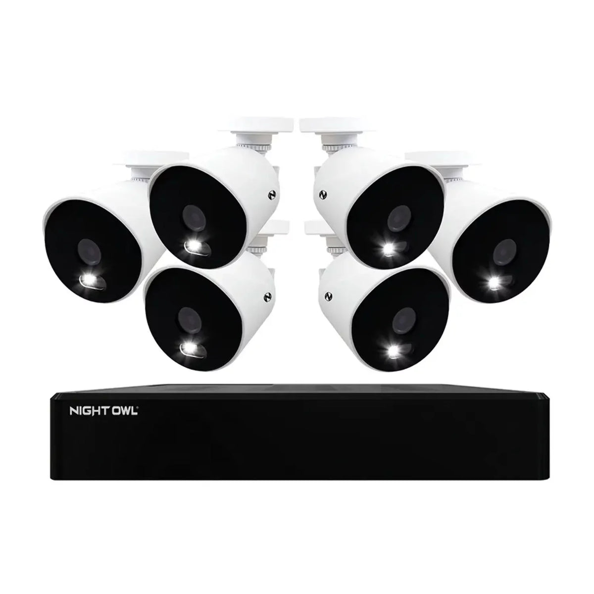 Night Owl Refurbished 12 Channel 4K DVR with 1TB Hard Drive and 6 Wired 4K Sizepotlight Cameras