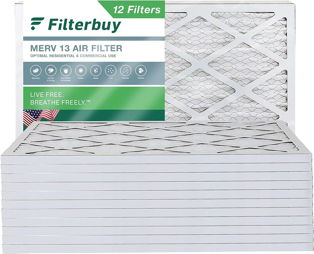 Filterbuy 20x30x1 MERV 13 Pleated HVAC AC Furnace Air Filters (12-Pack)