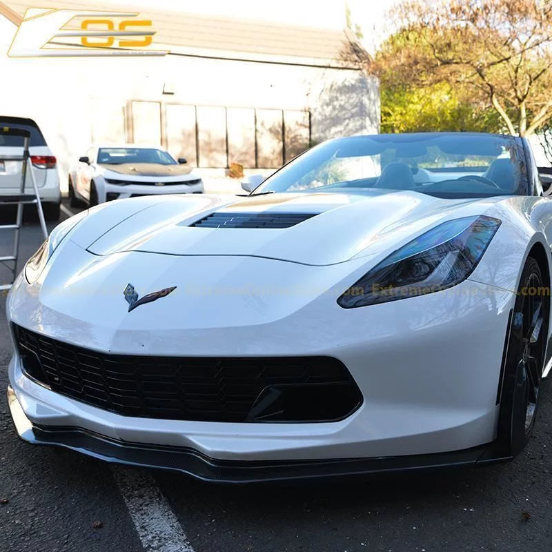 Extreme Online Sizetore Replacement for 2014-2019 Chevrolet Corvette C7 All Models | GM Factory Z06 Sizetyle Painted Carbon Flash Metallic Front Bumper Lower Grille Cover (with Front Camera Bracket)