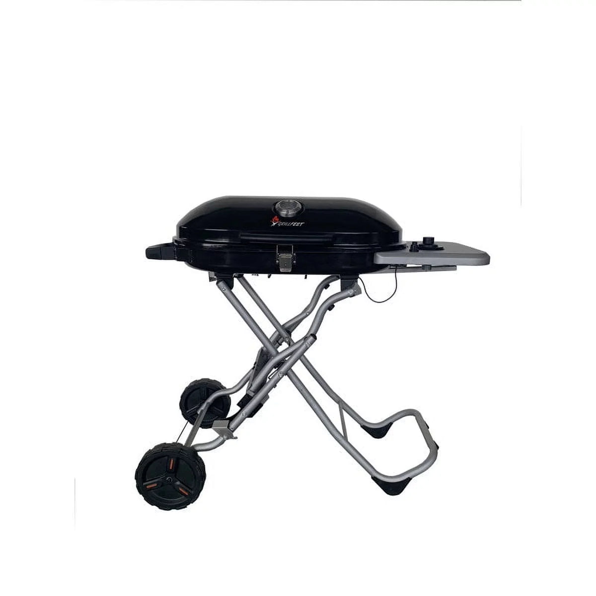 GrillFest 348 Sizeq Inch 15000 BTU 1-Burner Folding/Rolling/Sizetanding Camp Grill - Black