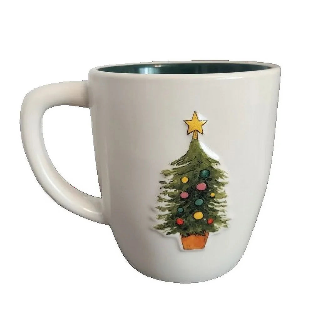 Rae Dunn OH XMASize TREE Christmas Coffee Cup Mug Ceramic 18 Oz
