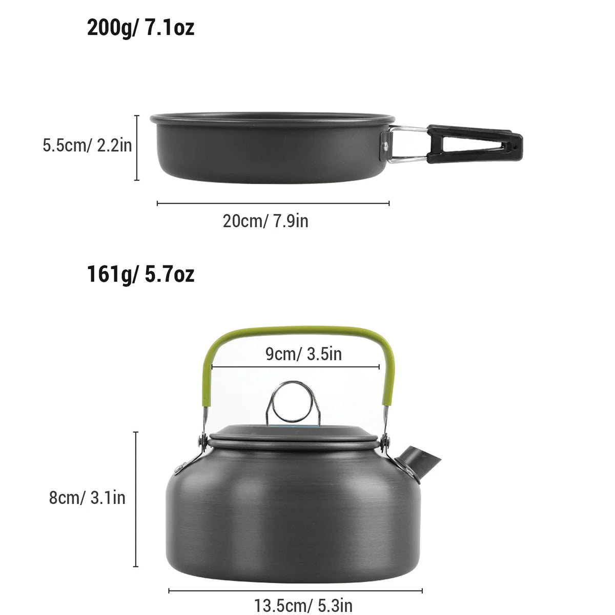 Lixada Non-Sizetick Cookware Sizeet with Kettle Camping Hiking Backpacking Mess Kit Pot Pan