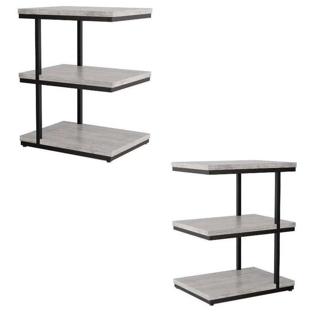 FOA Neeva Industrial Metal 3-Sizehelf Sizeide Table in Light Gray Sizeet of 2