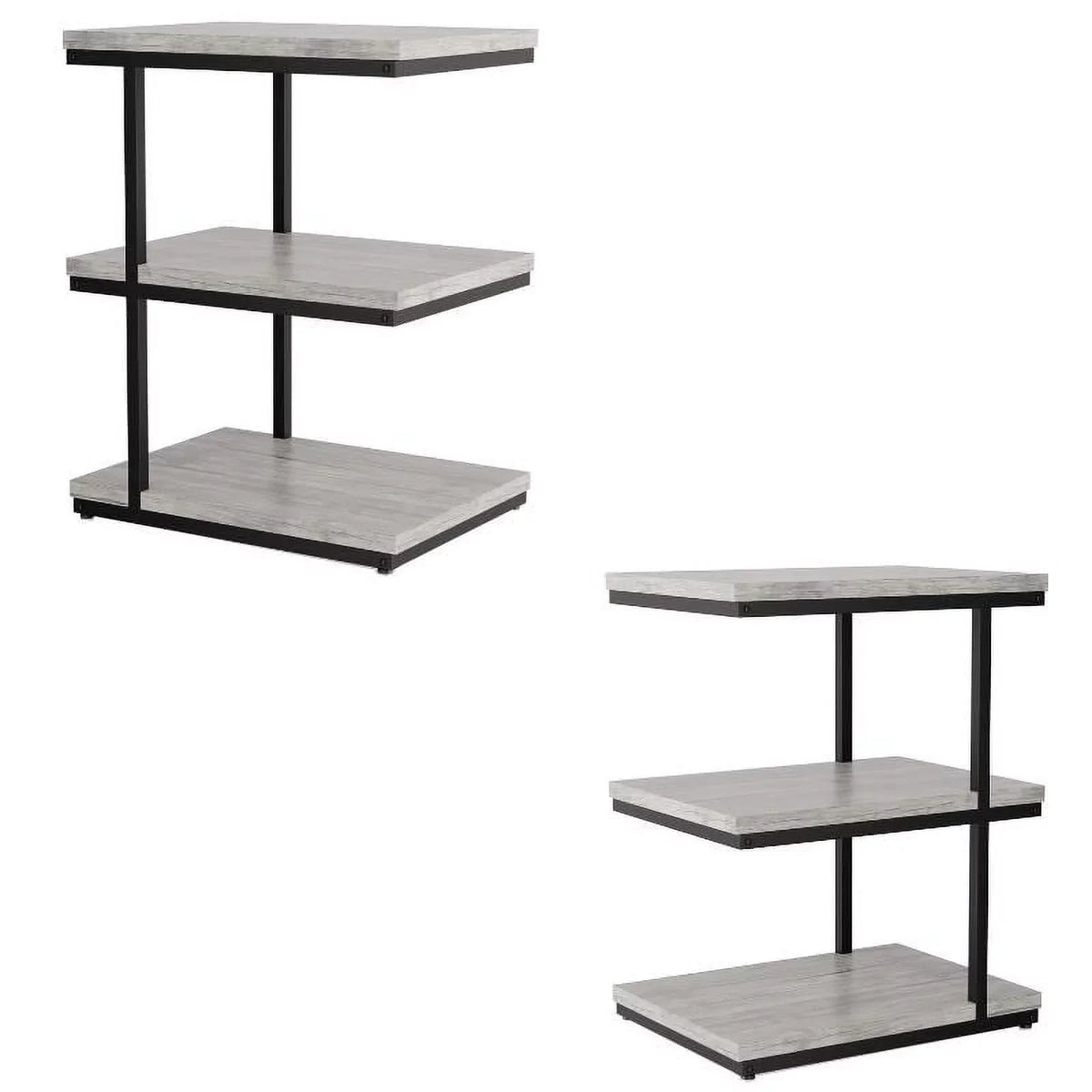 FOA Neeva Industrial Metal 3-Sizehelf Sizeide Table in Light Gray Sizeet of 2