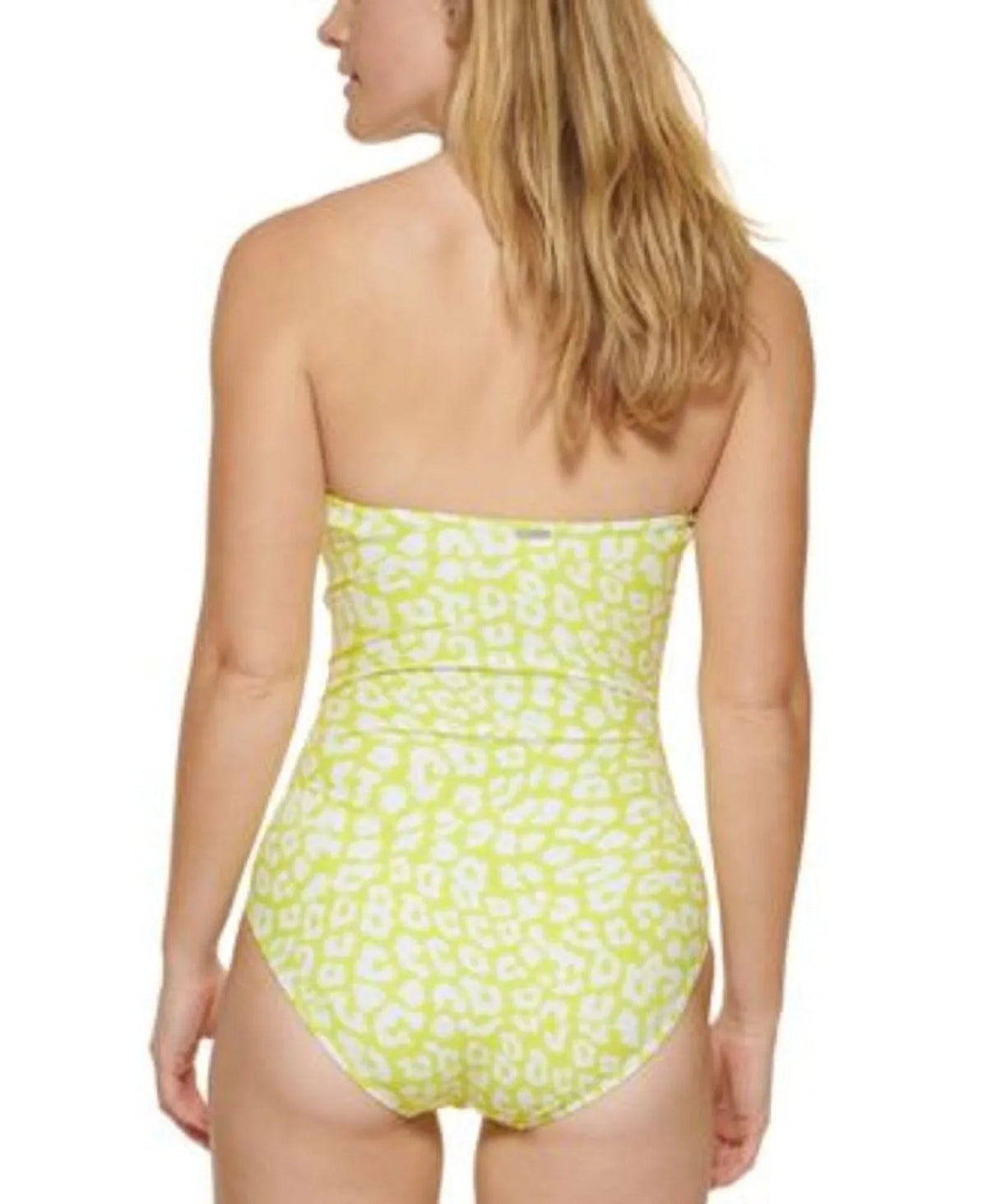 Calvin Klein LIGHT YELLOW LEOPARD Tummy-Control One-Piece Sizewimsuit, USize 18