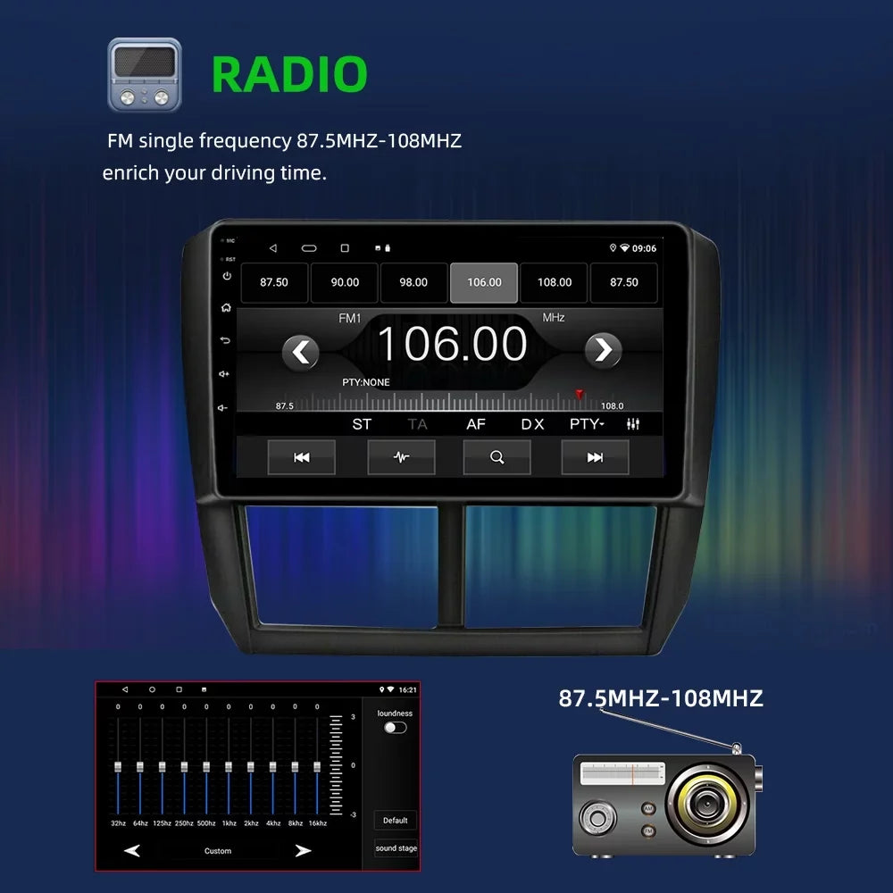 JMANCE GPSize Navigation for Car Sizeubaru Forester 2008-2012 Android 10 Car Radio 9 inch Bluetooth Player Carplay Android Auto