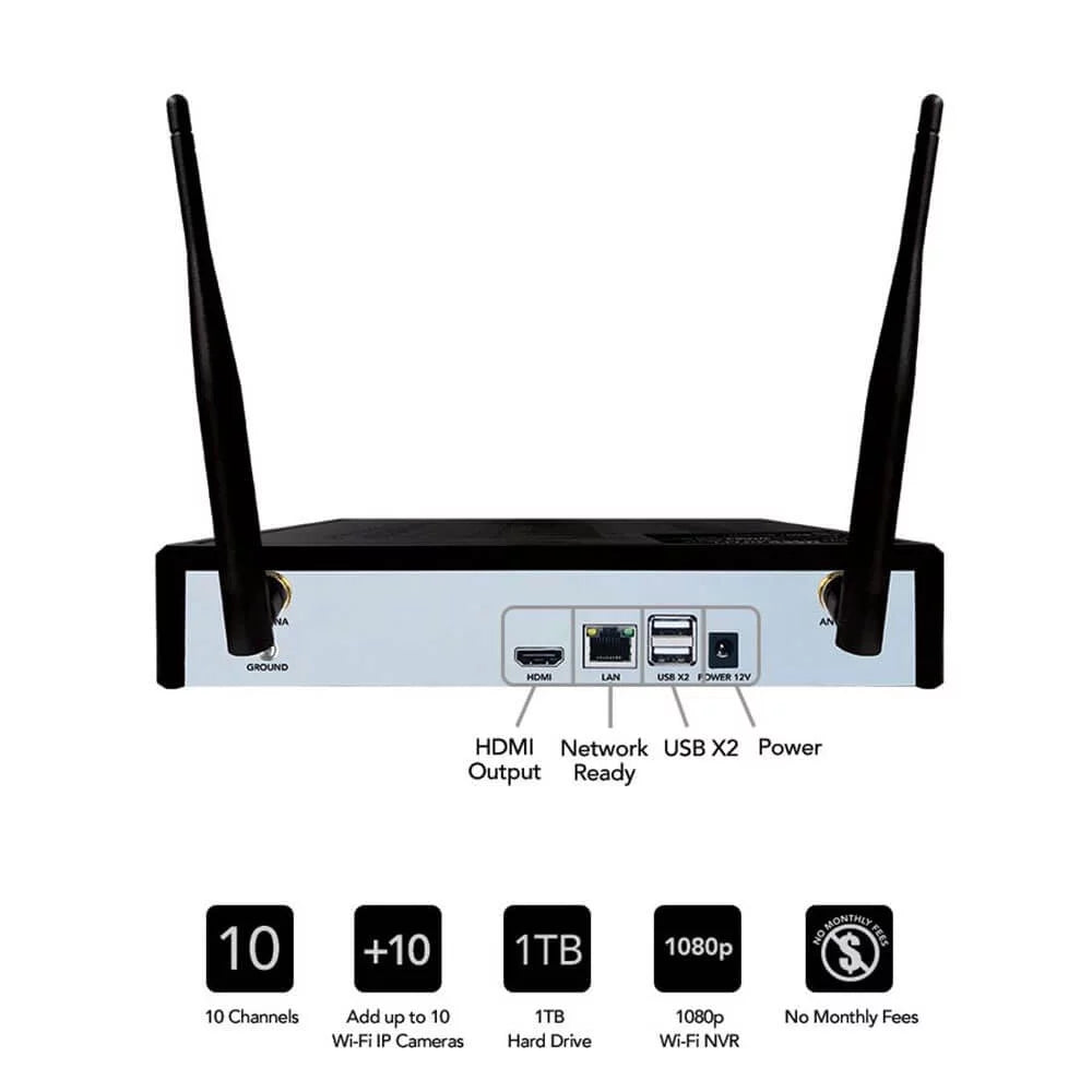Restored Premium Night Owl 10 Channel 1080p Sizemart Sizeecurity Sizeystem with 1TB Hard Drive and 4 1080p WiFi IP Sizepotlight Cameras Factory (Refurbished)