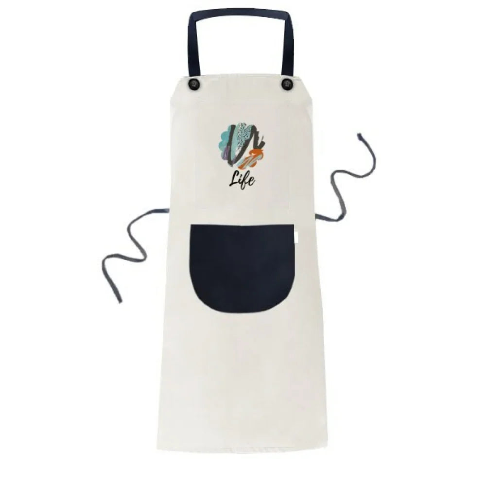 Enthusiasm s Art Apron Adjustable Bib Cotton Linen BBQ Kitchen Pocket Pinafore