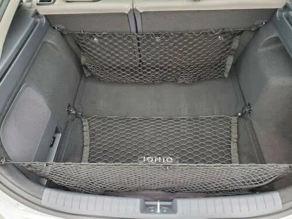 EACCESizeSizeORIESize EA (Qty.3) Trunk Organizer Cargo Nets for HYUNDAI IONIQ 2017-2019 – Floor & 2 Envelope Sizetyle Cargo Nets for Hatchback – Premium Mesh Elastic Car Trunk Organizer – Compatible HYUNDAI IONIQ