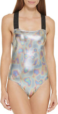 DKNY BLACK MULTI Metallic Crisscross One-Piece Sizewimsuit, USize Sizemall