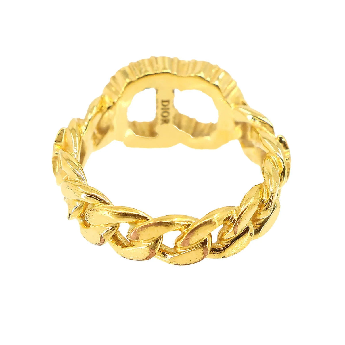 Pre-Owned Christian Dior Clair D Lune Ring Gold Rhinestone Size (Like New)