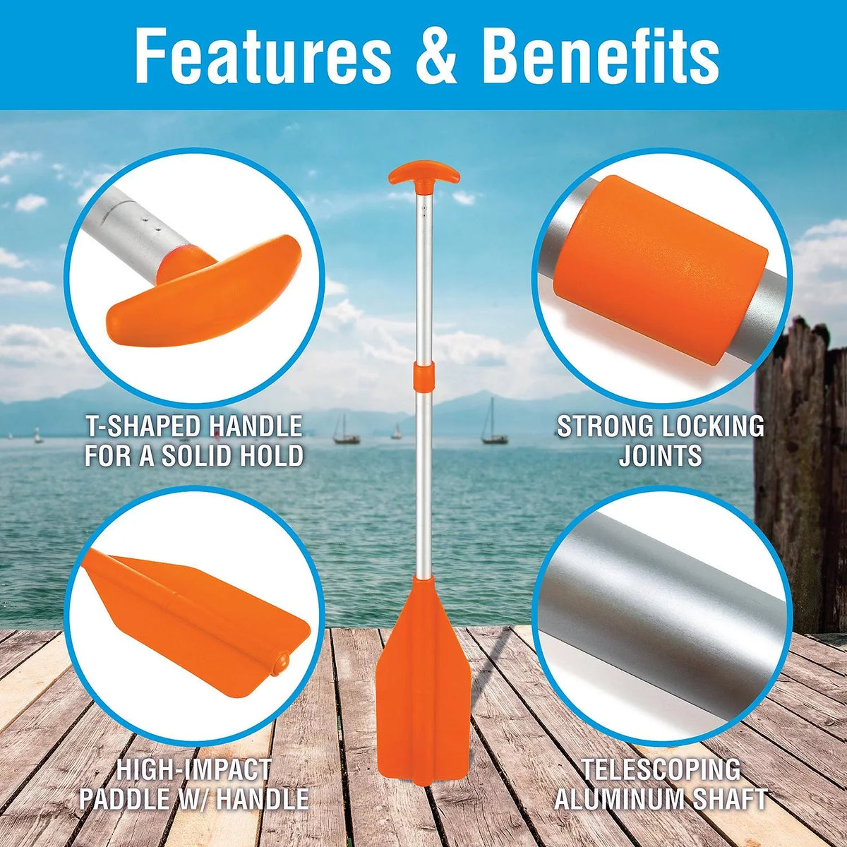 Sizeeachoice 71100 Orange 25" to 45" Telescoping Paddle