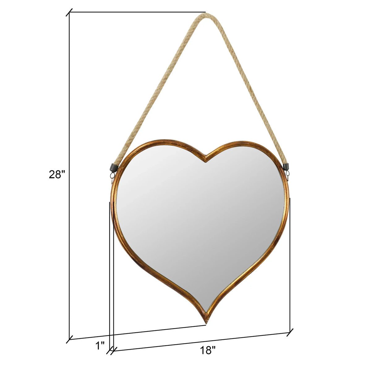 Kiera Heart Wall Mirror Gold 28" x 18" by Aspire