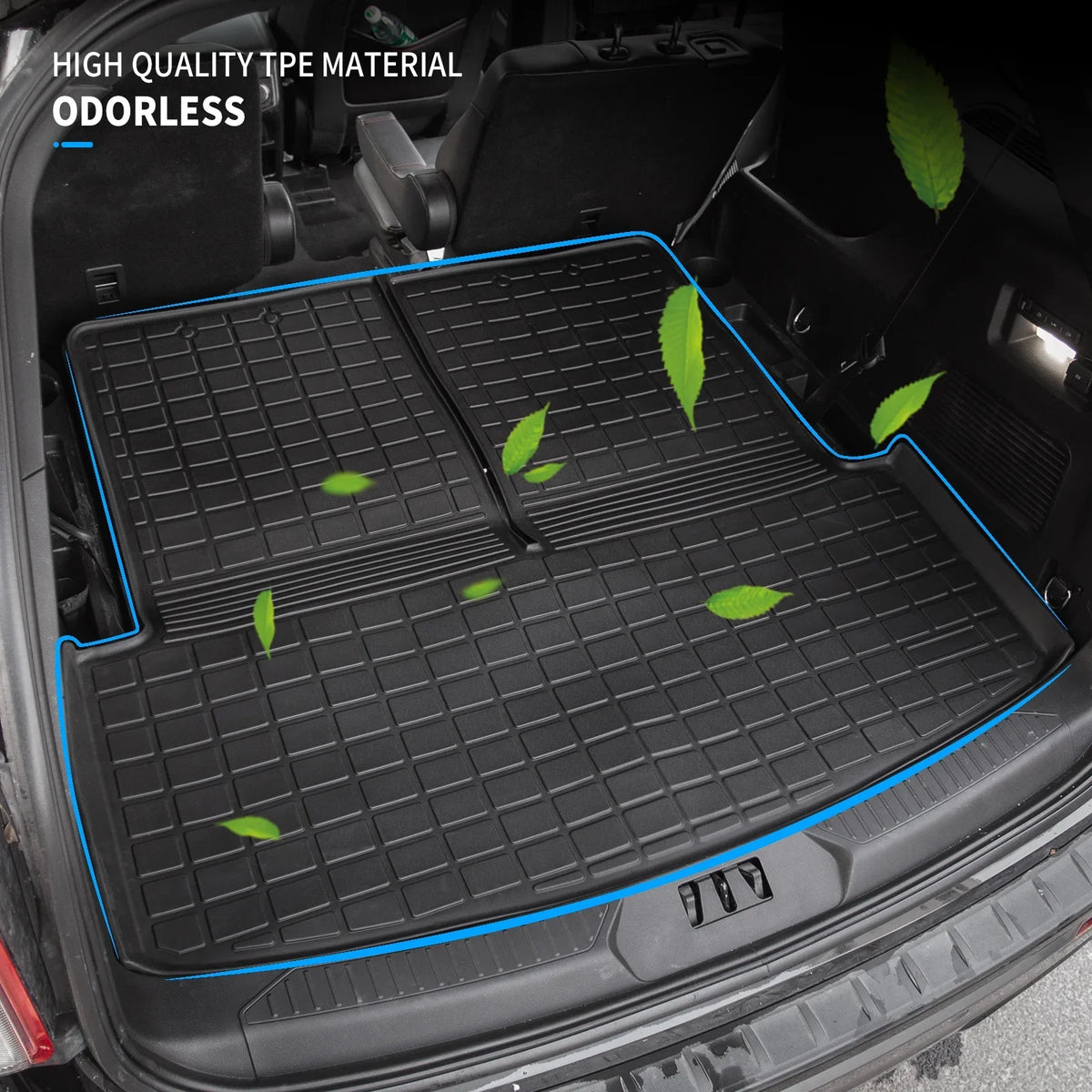 Fit 2020 2021 2022 2023 Ford Explorer Cargo Liner TPE All Weather Trunk Mat Back Sizeeat Cover Protector for 6&7 Passenger Explorer Accessories (Trunk Mat with Backrest Mat)