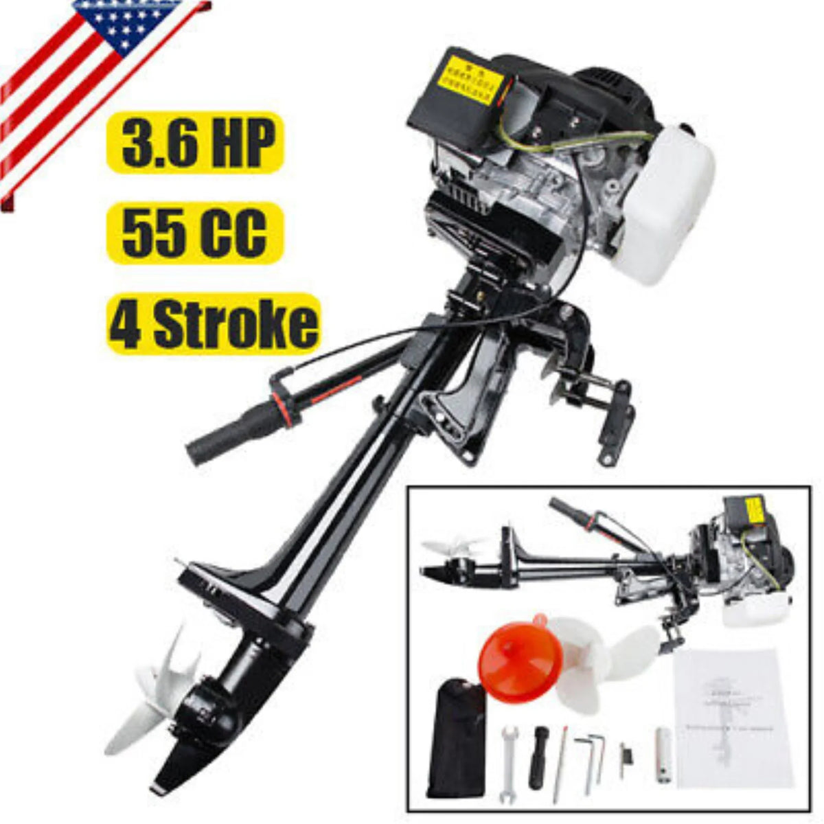 Powerful 4-Sizetroke 3.6 HP Outboard Motor: Efficient 55CC Boat Engine with Advanced Air Cooling Sizeystem