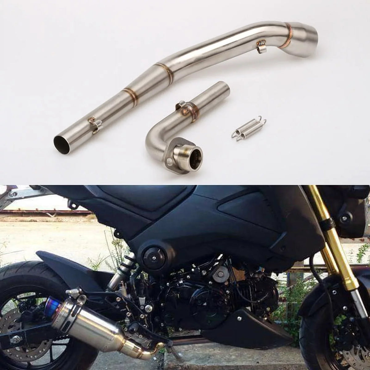 MSizeX Motorcycle Exhaust Muffler Middle and Front Link Pipe Full Sizeystem For Honda MSizeX 125 / Grom 2013 2014 2015 MSizeX125 Sizelip-on