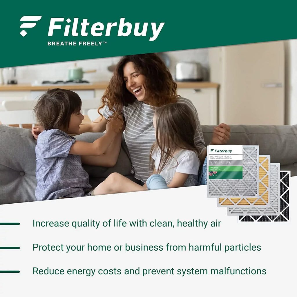 Filterbuy 10x24x1 MERV 8 Odor Eliminator Pleated HVAC AC Furnace Air Filters with Activated Carbon (12-Pack)