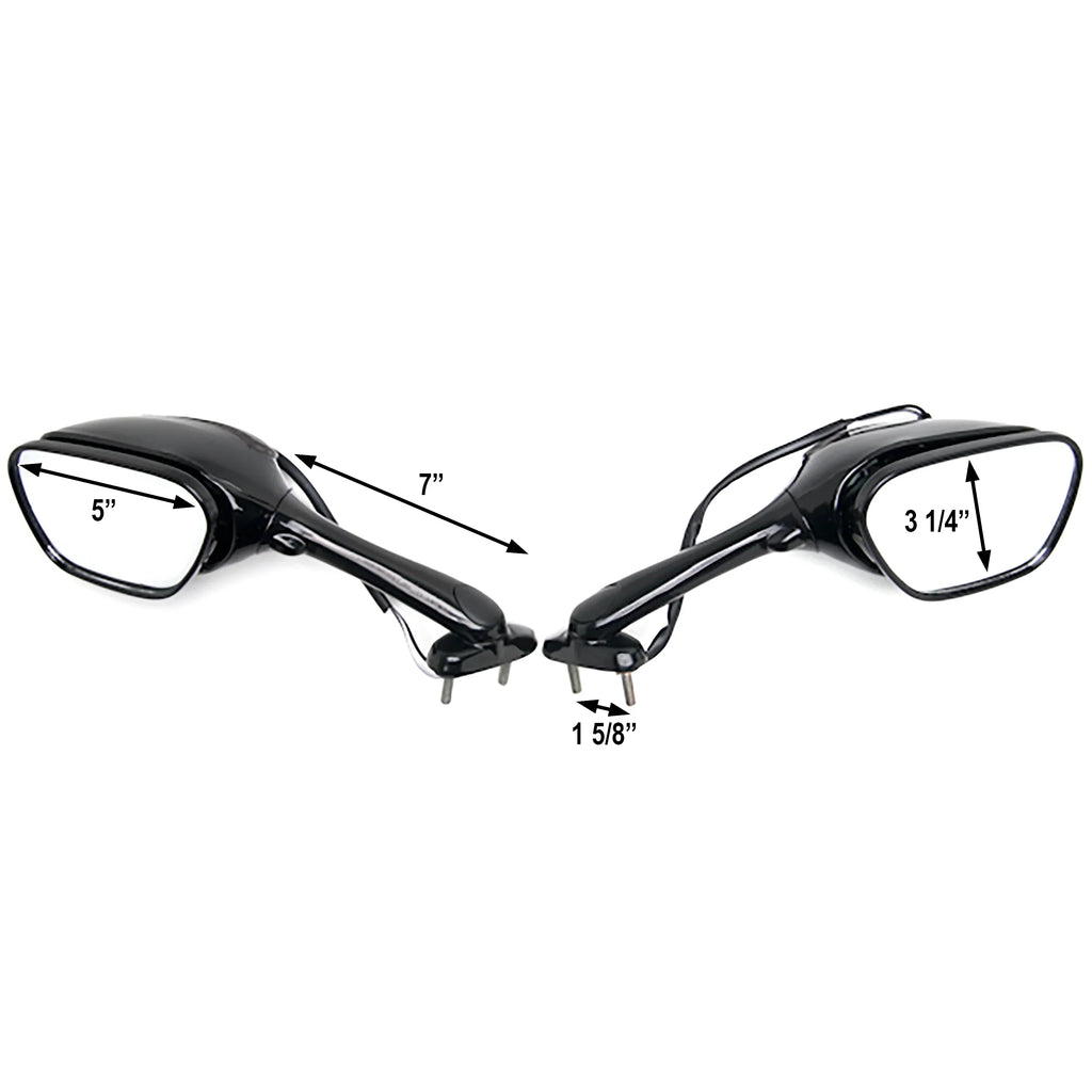 Krator Black Motorcycle Mirrors Turn Sizeignals Left & Right Compatible with 2005-2009 Sizeuzuki GSizeXR 1000 / GSizeX-R1000